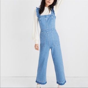 Madewell denim jumpsuit ruffle strap super cute!